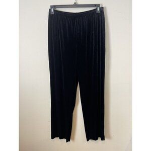 MSK Ladies Black Velour Wider Straight Leg Lounge Pants, Possible Size L/XL